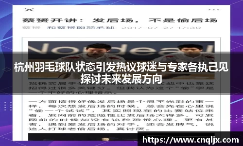 杭州羽毛球队状态引发热议球迷与专家各执己见探讨未来发展方向